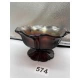 5" FOOTED AMETHYST GLASS COMPOTE