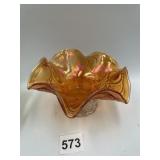 6" CARNIVAL GLASS FOOTED COMPOTE