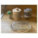 GLASS BUTTER DISH, KAUKAUNA KLUB GREASE