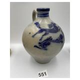 7" SALT GLAZE JUG WITH LEAPING HORSE, BETSCH DORF