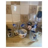 MICKEY MOUSE PITCHER, GLASS MUGS, PLASTIC