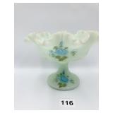 HAND PAINTED FENTON GLASS PAM FIELDER RUFFLE RIM