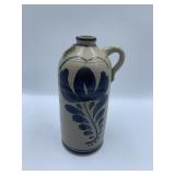 CURSIVE "F" MARKED SALT GLAZE POTTERY JUG
