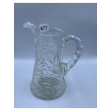 CUT GLASS CRYSTAL PITCHER, 9.5"