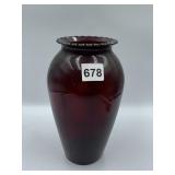 ANCHOR GLASS RIVER RUBY VASE, 9"