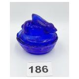 COBALT BUNNY NESTING BASKET GOOD CONDITION