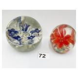 2 PAPERWEIGHTS MILLEFIORI STYLE 3 INCH HIGH WITH