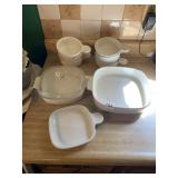 CORNING BAKING DISHES, ONE WITH LID, 6 GRAB IT