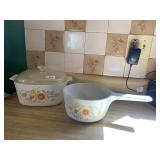 WILDFLOWER CORNING COVERED CASSEROLE AND POT