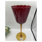 13.5" 1960S OPTIC RED RUBY AND AMBERINA OVERSIZE