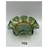 7" RUFFLED EDGE BOWL WITH GRAPE MOTIF