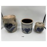 ROWE POTTERY SALT GLAZE CROCK, 7" WITH LID