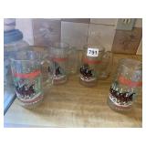 4 GLASS BUDWEISER STEINS