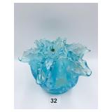 WESTMORELAND ROSELIN BLUE IRIDESCENT BOWL - HARD