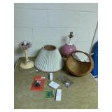 TABLE LAMPS, ROUND BASKET, ST. JUDE TRAVEL