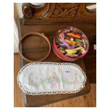 6 INCH ANTIQUE QUEEN EMBROIDERY HOOP, EMBROIDERY