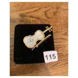 BULOVA VIOLIN W/ HARP IN BOX CLOCK