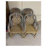 4 WOVEN ARMCHAIRS TWO TONES