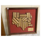 WOOD HAND CUT PIECES IN WOOD FRAME