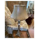 CANDLESTICK LAMP WITH BEIGE SHADE