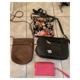 3 CROSSBODY BAGS ONE SAS AND PINK CLUTCH