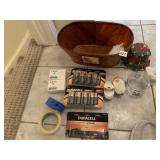 DOVE SOAP, BATTERIES, COVERED GLASS JAR, ETC.