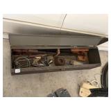 LONG ANTIQUE TOOLBOX WITH VINTAGE MEASURING