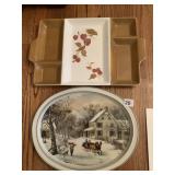 UNUSUAL DIVIDED SERVING TRAY AND ALUMINUM SERVING