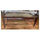 LEATHER TOP COFFEE TABLE 16" H X 44" W X 22" D