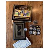 DAN ROONEY BOOK, STEELERS PINS ETC.