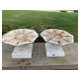 TWO CAST IRON MINIATURE BIRD BATHS