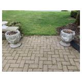 TWO DRAPE DESIGN CEMENT PLANTERS BRING A BAG FOR