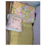 QUEEN BED SPREAD, GOLD SATIN TRIM BLANKET,