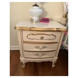PROVINCIAL SIDE TABLE W/ 3 DRAWERS GOLD ACCENT