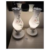 FROSTED GLASS HAND PAINTED BEDSIDE LAMPS