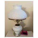 MILK GLASS LAMP AND ALARM CLOCK