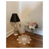 LENOX CANDLE LAMP, WASTEPAPER BASKET, DOILY,