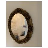 GOLD TONE OVAL WALL MIRROR