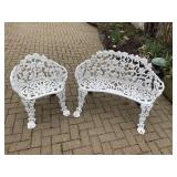 CAST IRON PATIO SETTEE AND MATCHING CHAIR