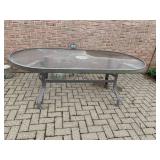 OVAL BROWN PATIO GLASS TOP TABLE