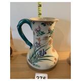 6.5" H HAND PAINTED PITCHER ENAMELED DESIGN