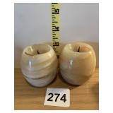 CARVED ALABASTER CANDLESTICKS