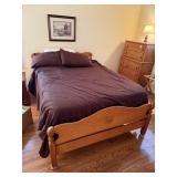 HARD ROCK MAPLE FRAME BED W/ BOX SPRING AND