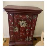 WALL CABINET WITH LARGE PAINTED FLOWER FRONT