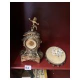 9-INCH-HIGH METAL WIND UP CLOCK WITH CHERUB TOP