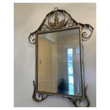 WALL MIRROR W/ LEAF DESIGN BEVELED GLASS