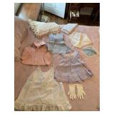 VINTAGE LITTLE GIRLS CLOTHES, HANKIE, BLANKET,