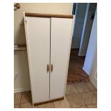 24X15X60 WHITE TWO DOOR STORAGE CABINET, CONTENTS