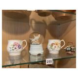 DOVE SNOW GLOBE, PORCELAIN FLOWER BASKET