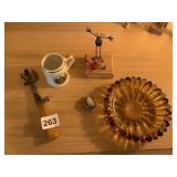 VINTAGE BOTTLE OPENER, ASH TRAY, RELIGIOUS PIN